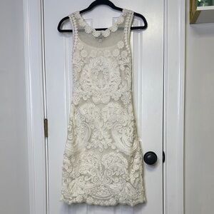 BHLDN Cream Sleeveless Sheath Mini Dress